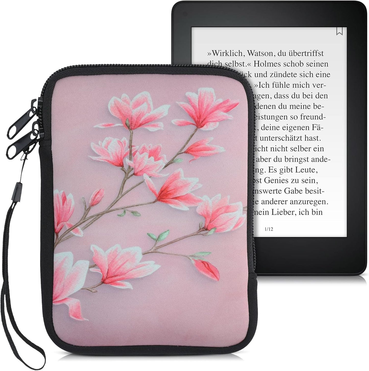 kwmobile 6" Neoprene e-Reader Pouch Size eReader - Universal eBook Sleeve Case with Zipper, Wrist Strap