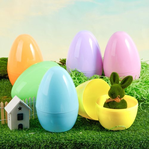 JOYIN Jumbo Easter Eggs - 10" Pastel Plastic Fillable Eggs for Treats, Party Favors & Decorations | 6 Pack