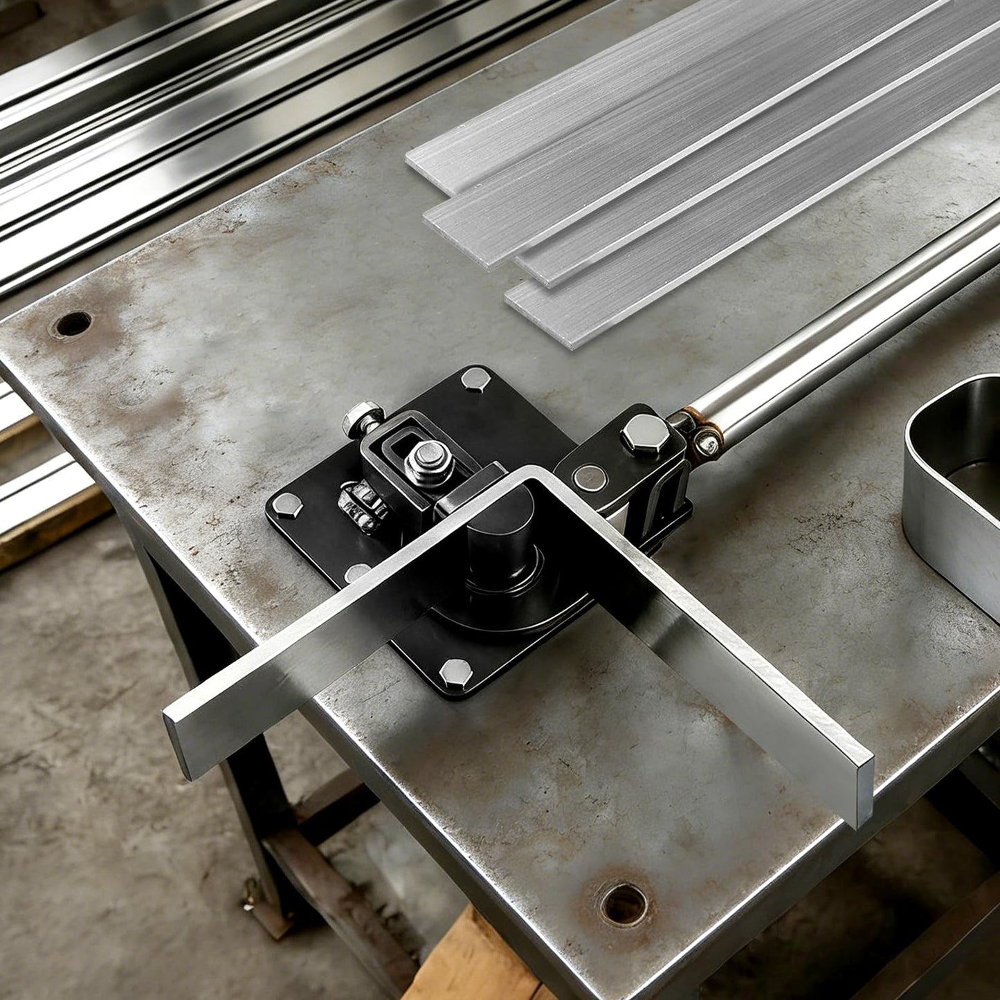 MXBAOHENG 90° Flat Bar Bender, 5X50mm Manual Flat Bar Bending Machine, 7 Bearings Metal Bending Machine, Metal Bender for Galvanized Flat Strip, Steel, Copper, Aluminum, Iron, 304 Stainless Steel