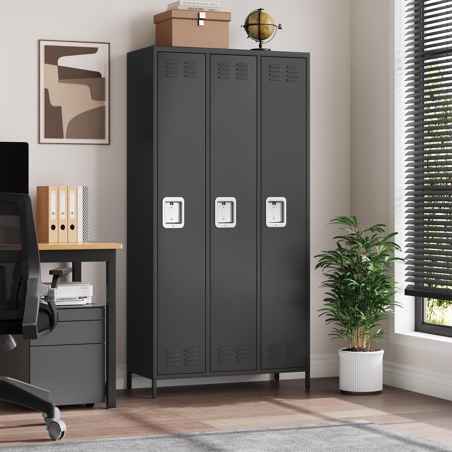GAOMON 3 Doors Employee Lockers for Office, Metal Sorage Locker Combination, Lockable Employees Metal Locker with Door, Industrial Storage Lockers for Home, School, Gym (3 Doors)