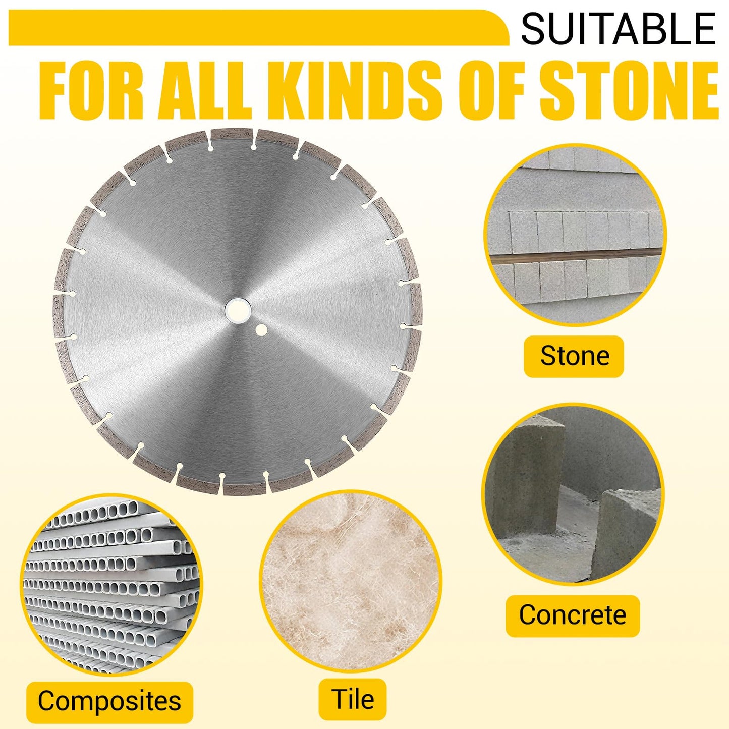 10 Pcs 14 Inch Diamond Concrete Saw Blade, 14 Inch Masonry Blade with 12 mm Arbor Dry or Wet Concrete Saw Cutting General Purpose Segmented High Speed for Brick Stone Block Marble Granite