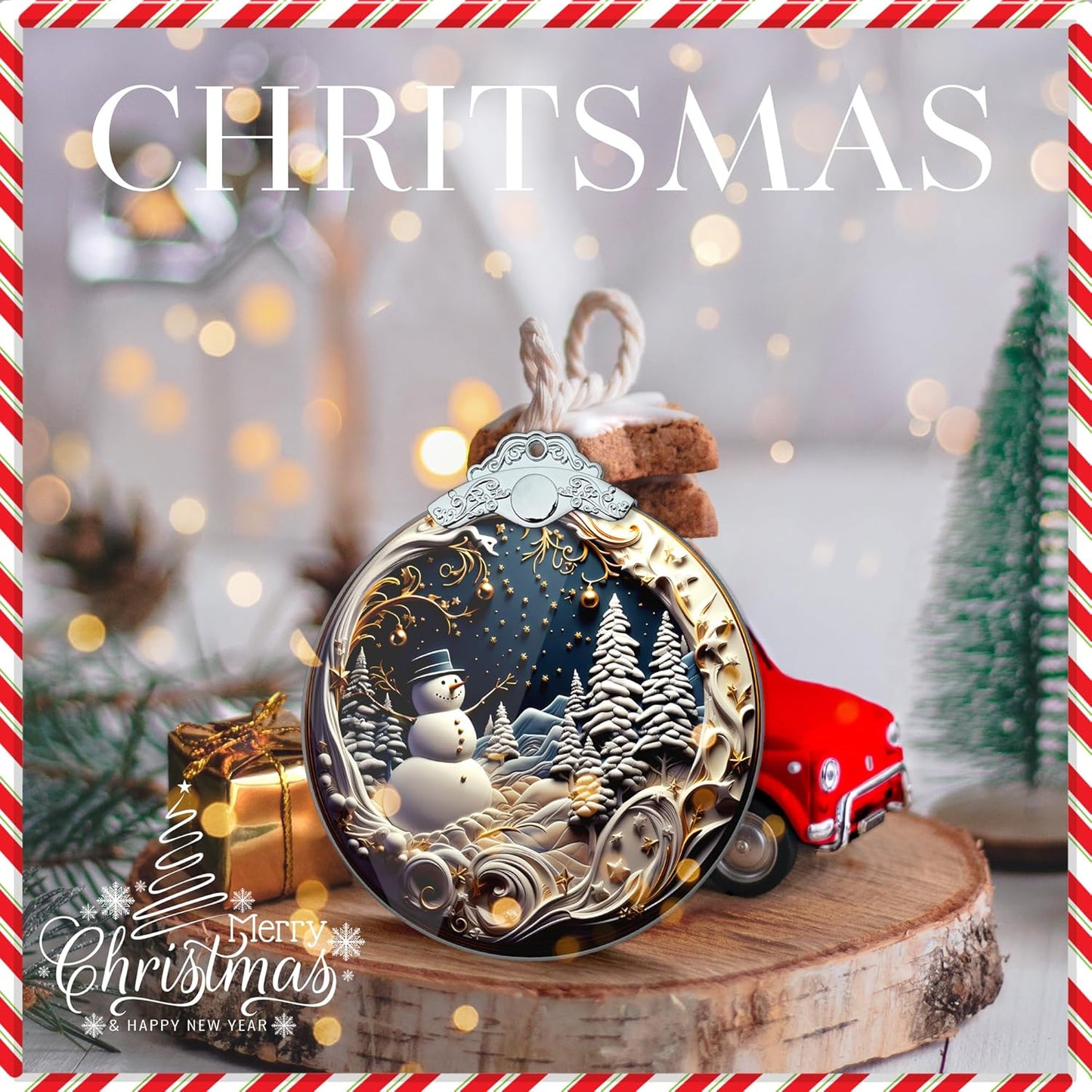 Skiennix Christmas Ornaments - Unique 4-Inch Snowman Acrylic Art for Holiday Decor & Car Interiors