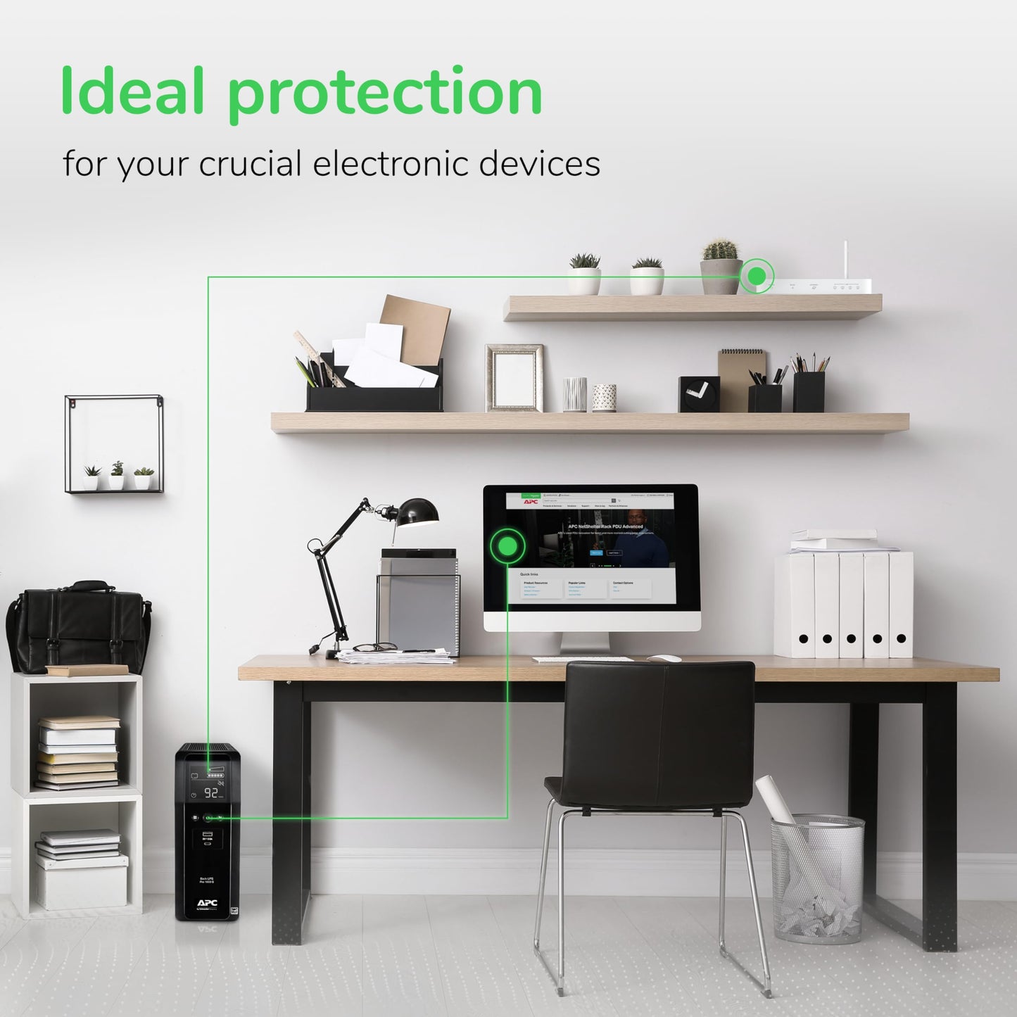 APC UPS Back-UPS Pro 1000VA Sinewave UPS, 600W Battery Backup & Surge Protector, AVR, 10 Outlets, LCD, USB-C & USB-A Charging Ports, BR1000MS Uninterruptible Power Supply for Computers, Electronics