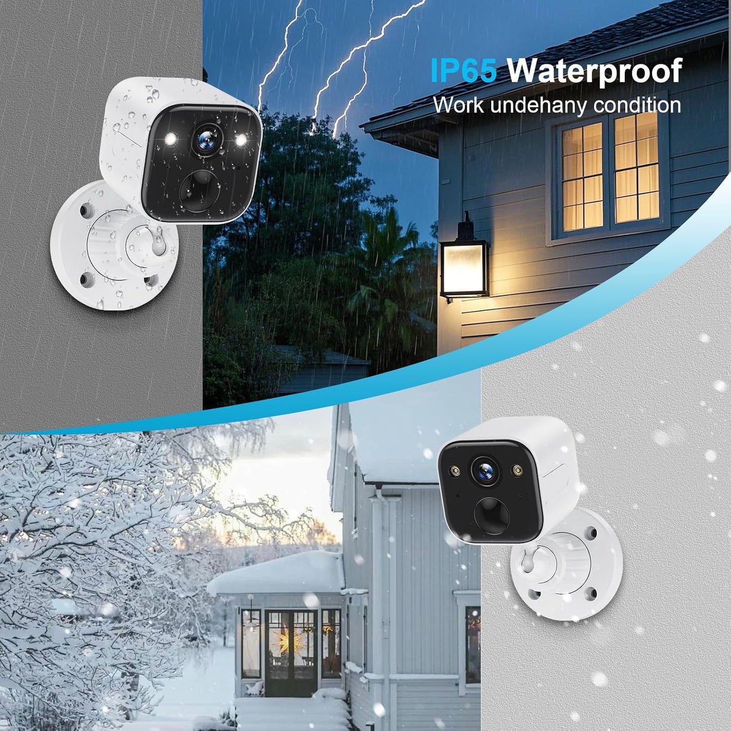 SUJTKZL 2K IP65 2-Way Security Cameras Wireless Outdoor, Battery Powered WiFi Camera for Home Security, Color Night