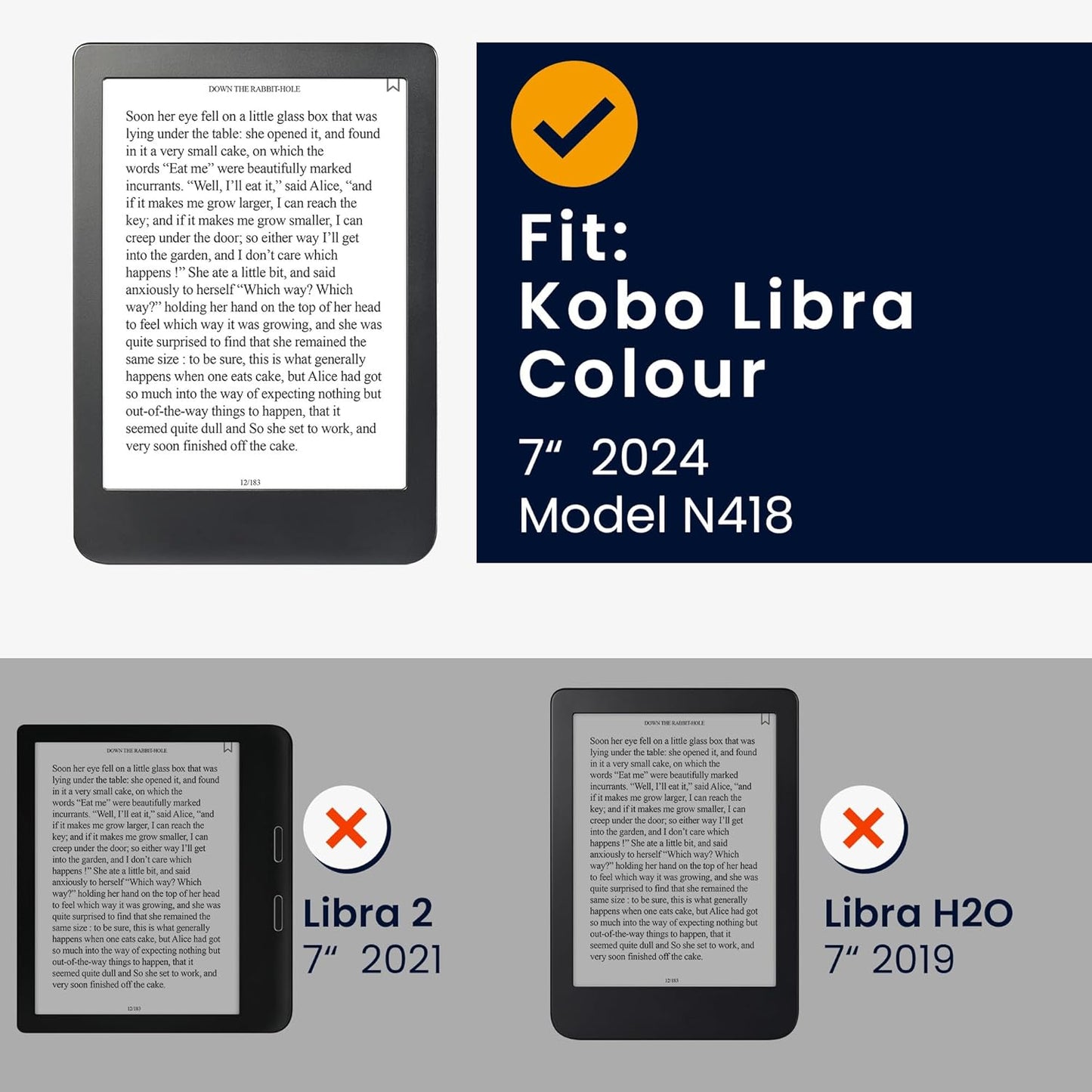 kwmobile Cork Case Compatible with Kobo Libra Colour - Book Style Protective e-Reader Flip Cover Folio Case - Pattern