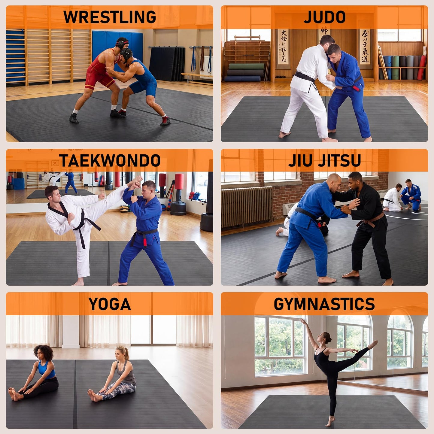 BreezeHug 10'x10'x1.25''/ 10'x5'x1.25'' Jiu Jitsu & Wrestling Mat, Extra Thick Tpe Martial Arts Training Mat, Non-slip Tatami Surface, Quick Roll-out Design for Bjj Wrestling Judo Home Workouts(Large)