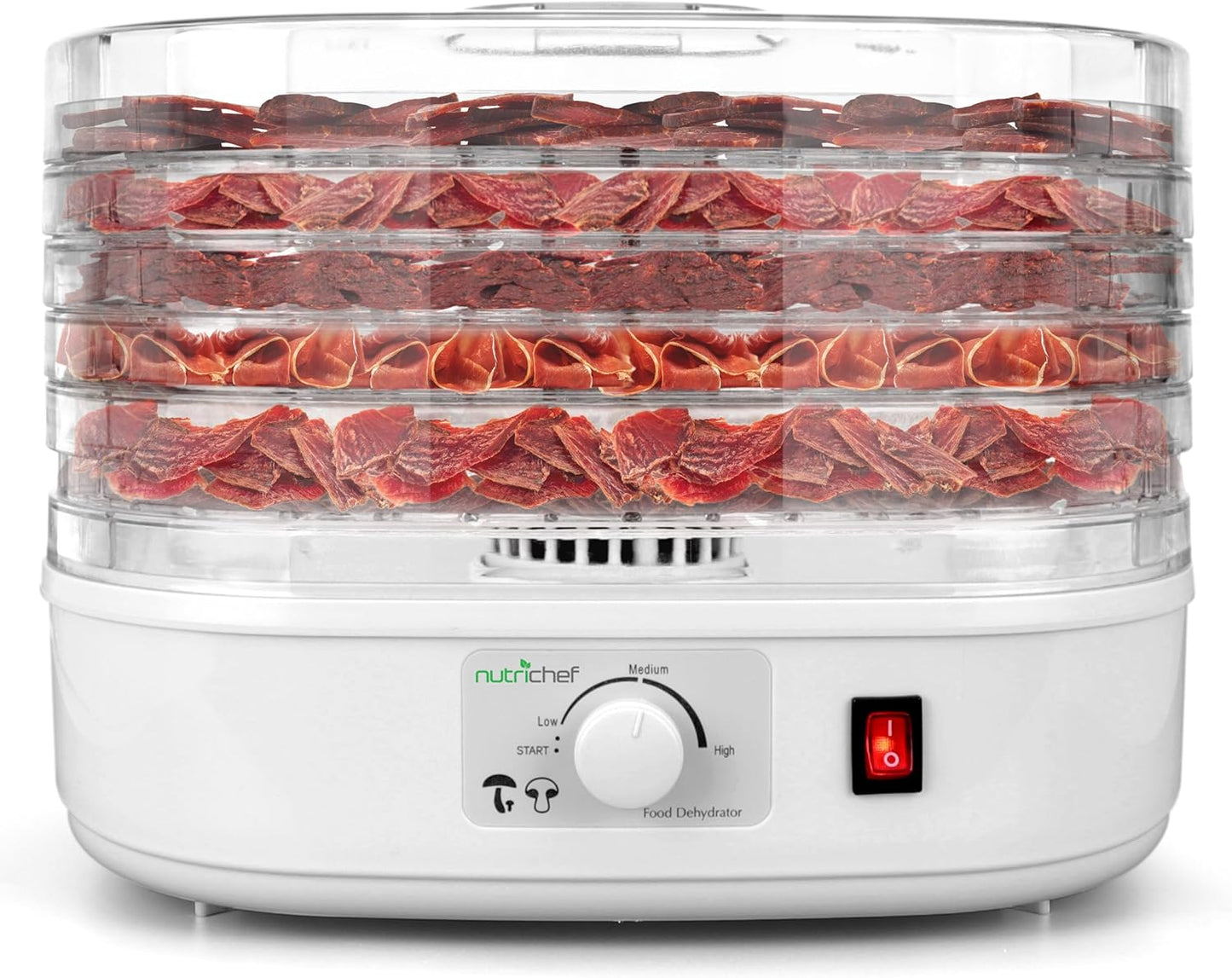 Nutrichef Food Dehydrator Machine - Dehydrate Beef Jerky, Fruits & Vegetables | 5 Easy-Clean Trays