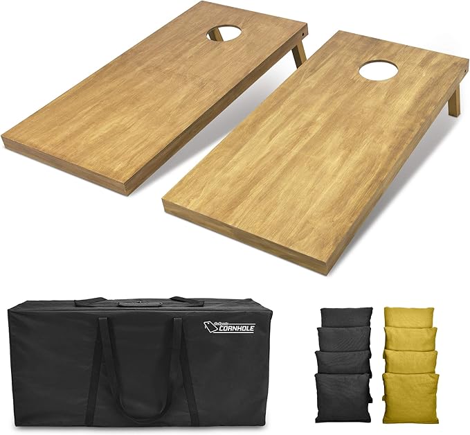 GoSports 4 ft x 2 ft Regulation Size Wooden Cornhole Boards Set - Includes Carrying Case - Full Regulation Size Bean Bag Toss Boards