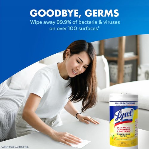 Lysol Disinfectant Wipes - Multi-Surface Antibacterial Cleaning Wipes | Lemon & Lime Blossom, 80 Count (Pack of 3)