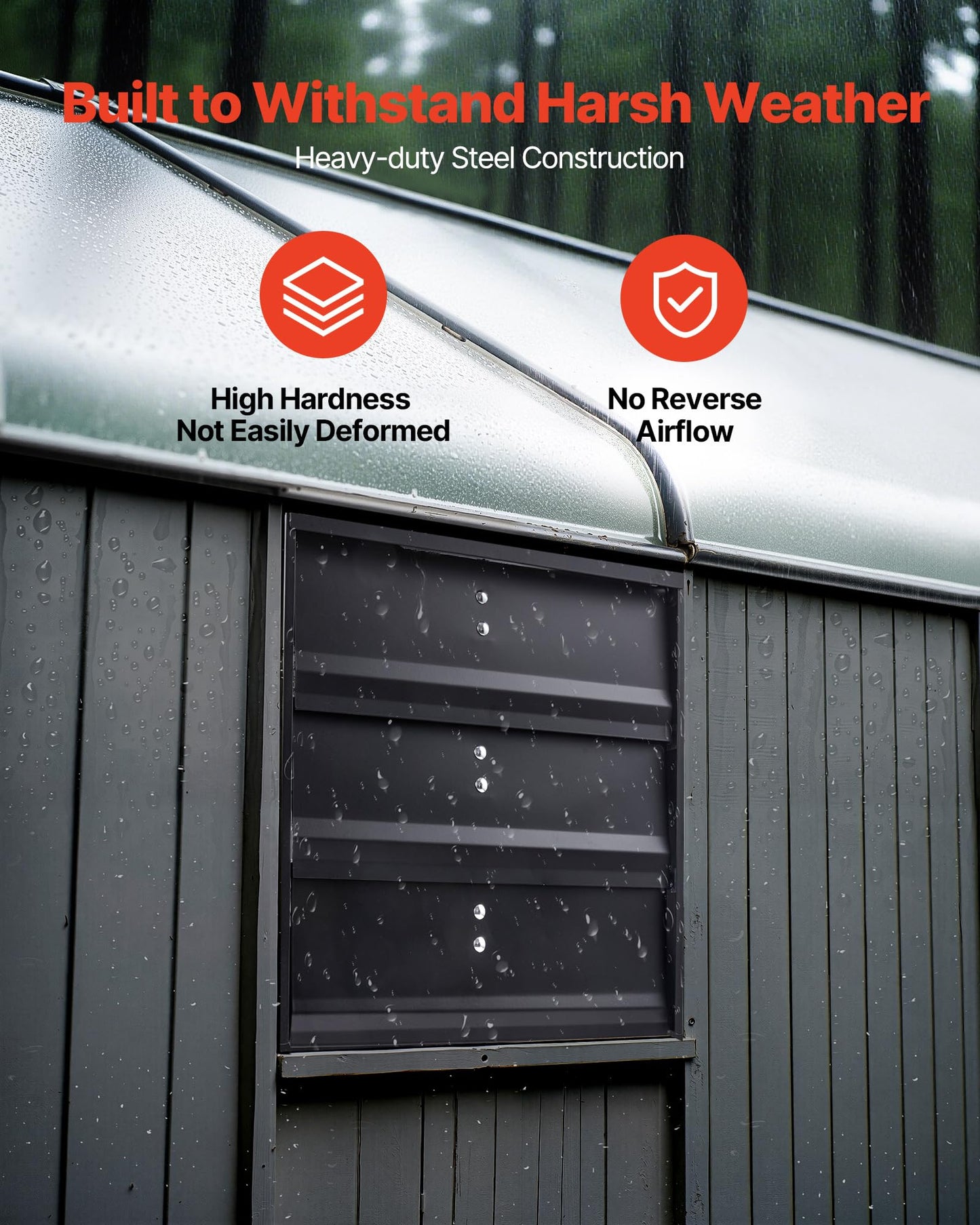 VEVOR 12 inch Shutter Exhaust Fan, Wall Mounted Attic Vent Fan with Variable Speed Controller, 1100 CFM, AC Motor, Heavy-duty Steel, Low Noise for Shed, Garage, Greenhouse Ventilation Cooling, Black