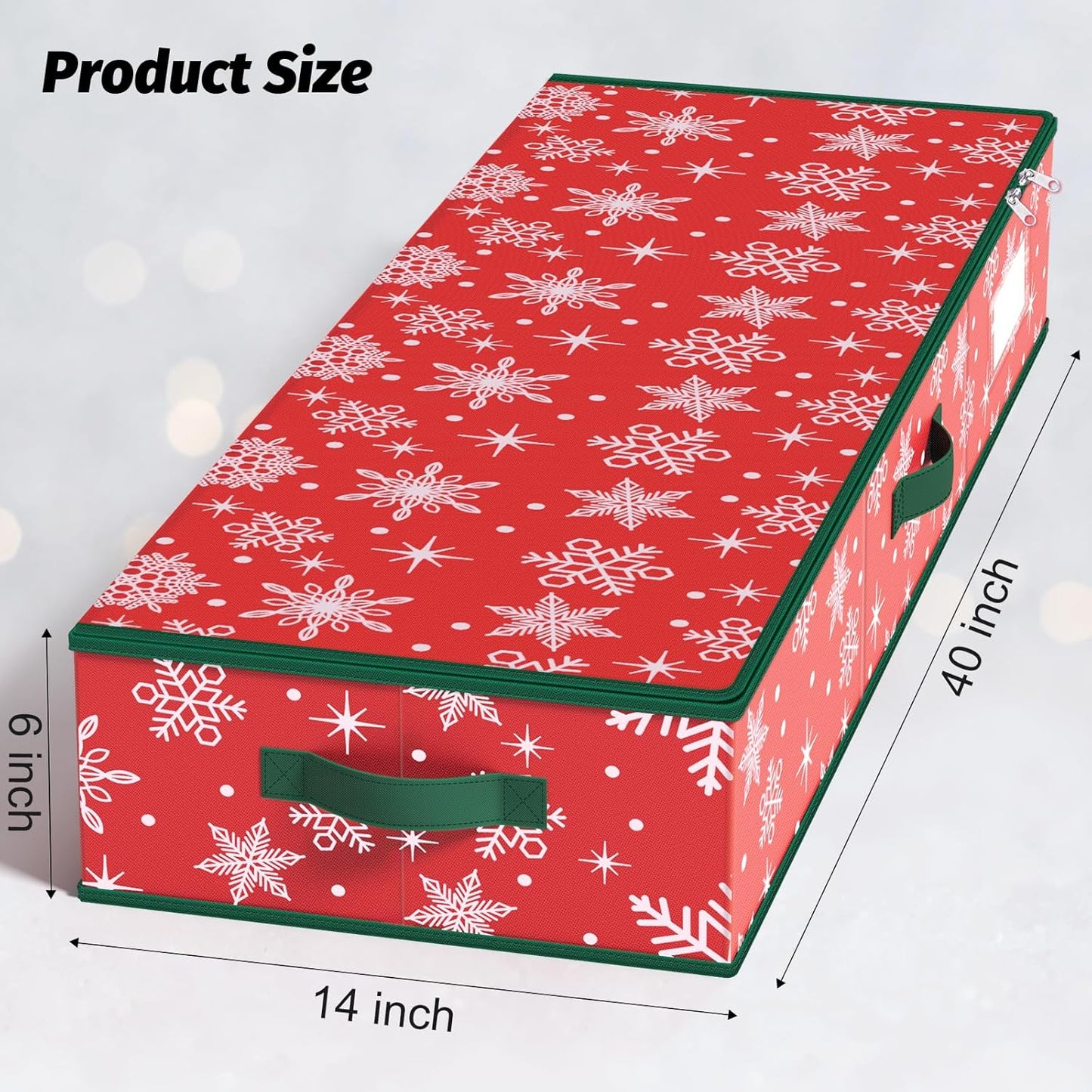 StorageRight Wrapping Paper Organizer - Holiday Gift Storage Box for Snowflake/Red Paper Ornaments