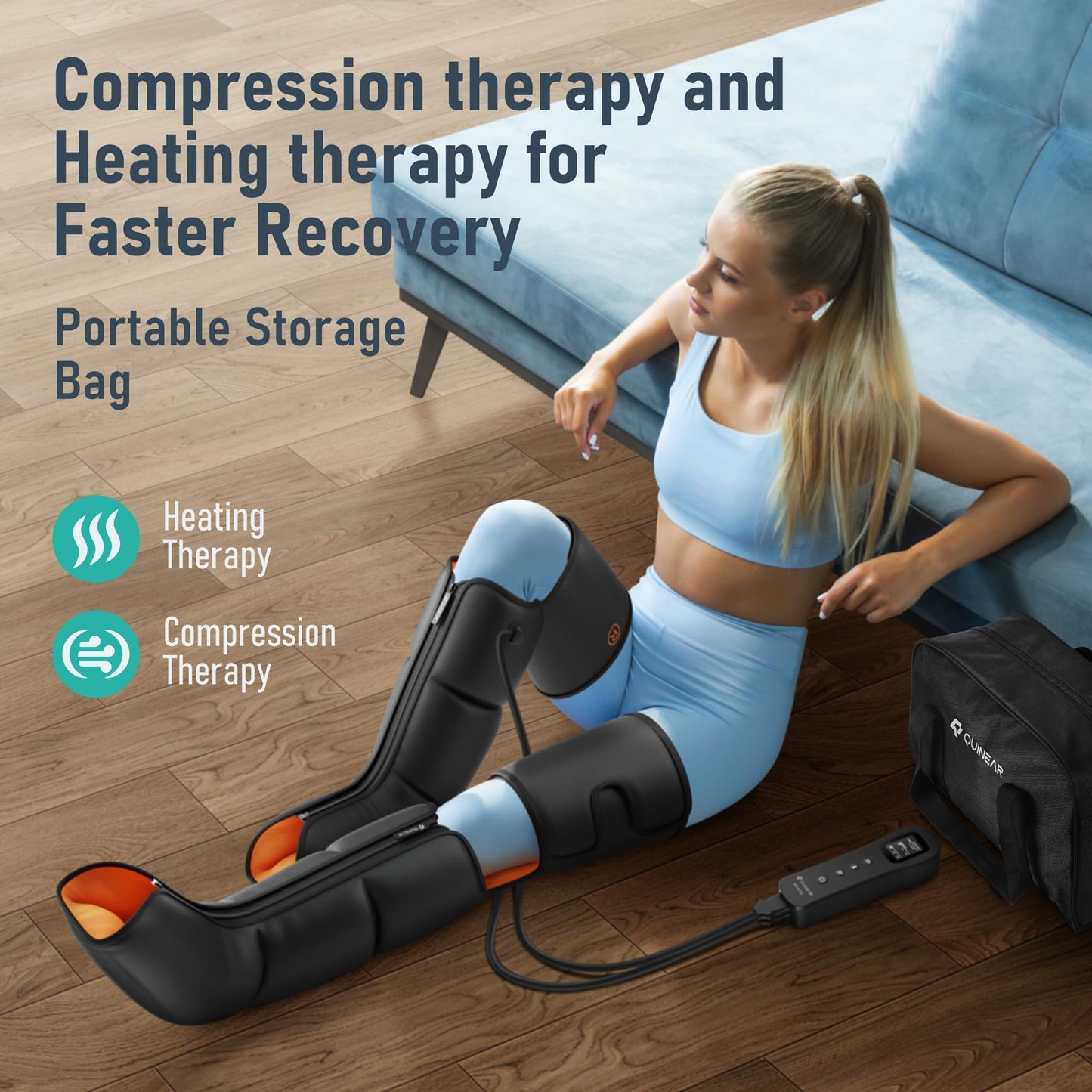 QUINEAR Leg Massager, 3-in-1 Foot Calf & Thigh Massager with Heat and Compression Therapy, Leg Massage Boots for Pain Relief, FSA-HSA Eligible