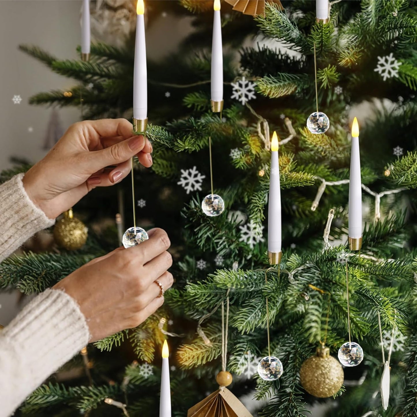 Yeelida LED Flickering Taper Candles - Pack of 12 Battery Operated Warm Light | 0.5" x 6" for Holiday Decor