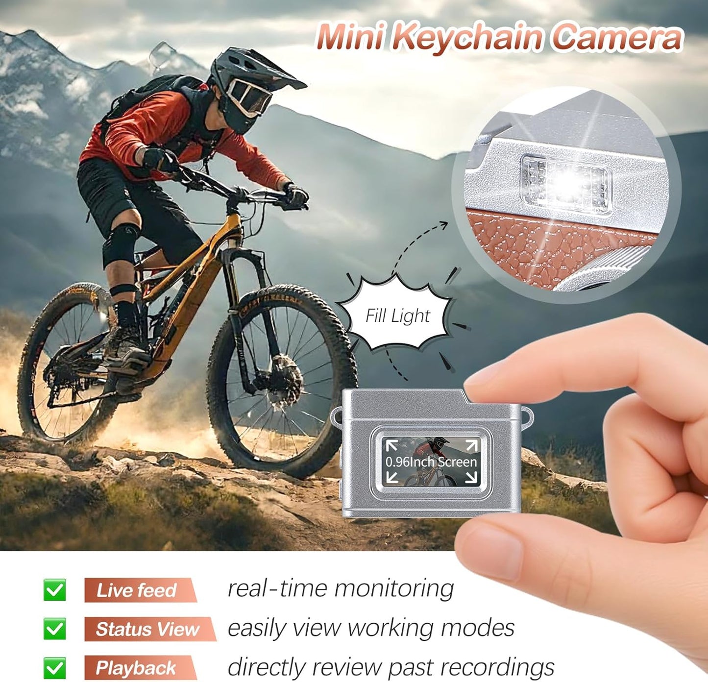 Brynnl 1080P 0.96" Mini Retro Keychain Digital Camera, Ultra-Compact Tiny Camera with Video, Display, Long Battery