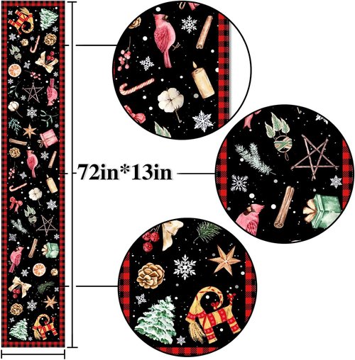 Nepnuser Yule Table Runner - Pagan Christmas Decoration for Winter Solstice | 13" x 72" Home Decor