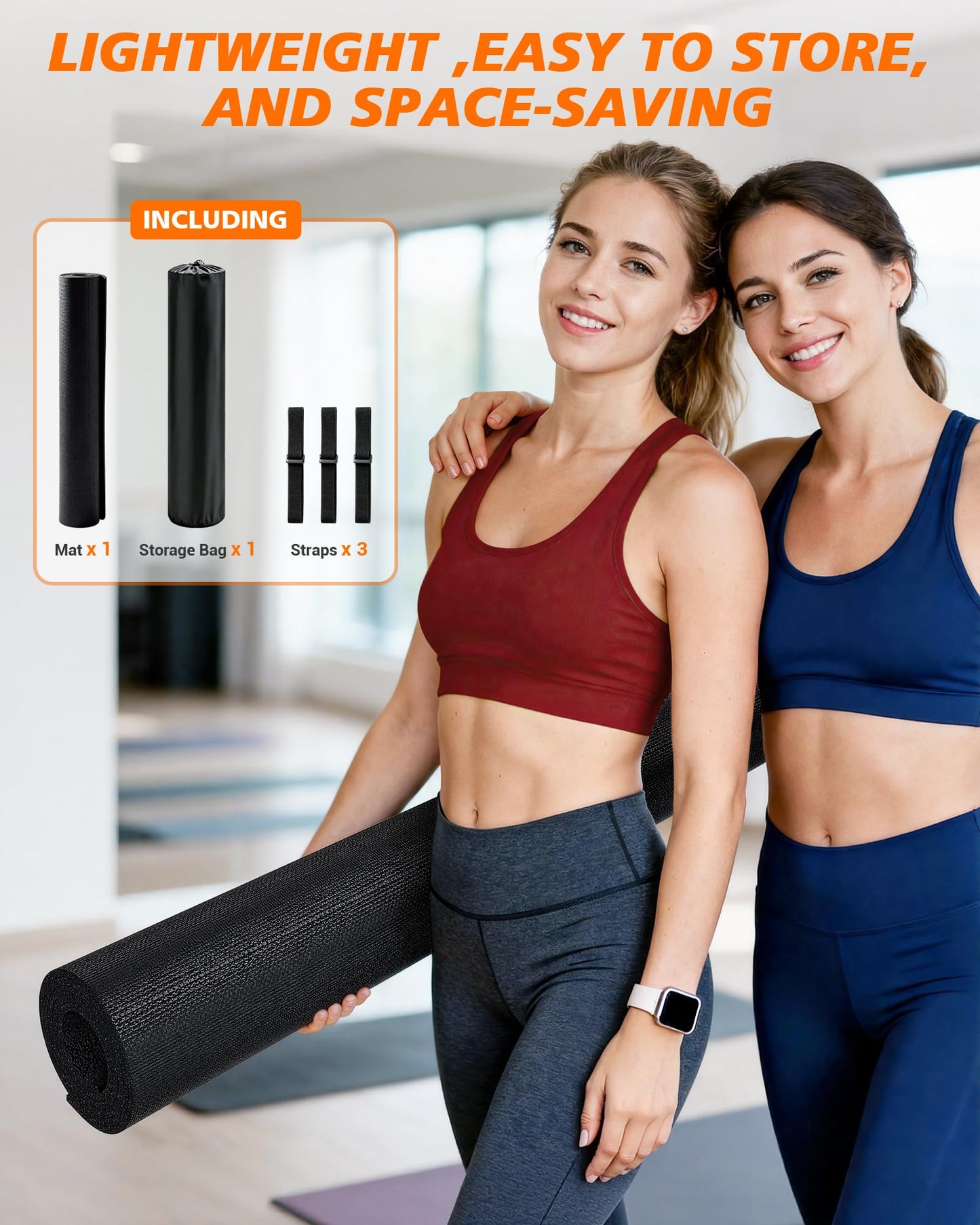 Rendpas Large Exercise Mat for Home Gym, 6'x4'/7'x5'/10'x6' (8mm) Extra Thick Workout Mat, High-Density PVC, Non-Slip, Shock Absorption for Cardio, Weights & Jump Rope