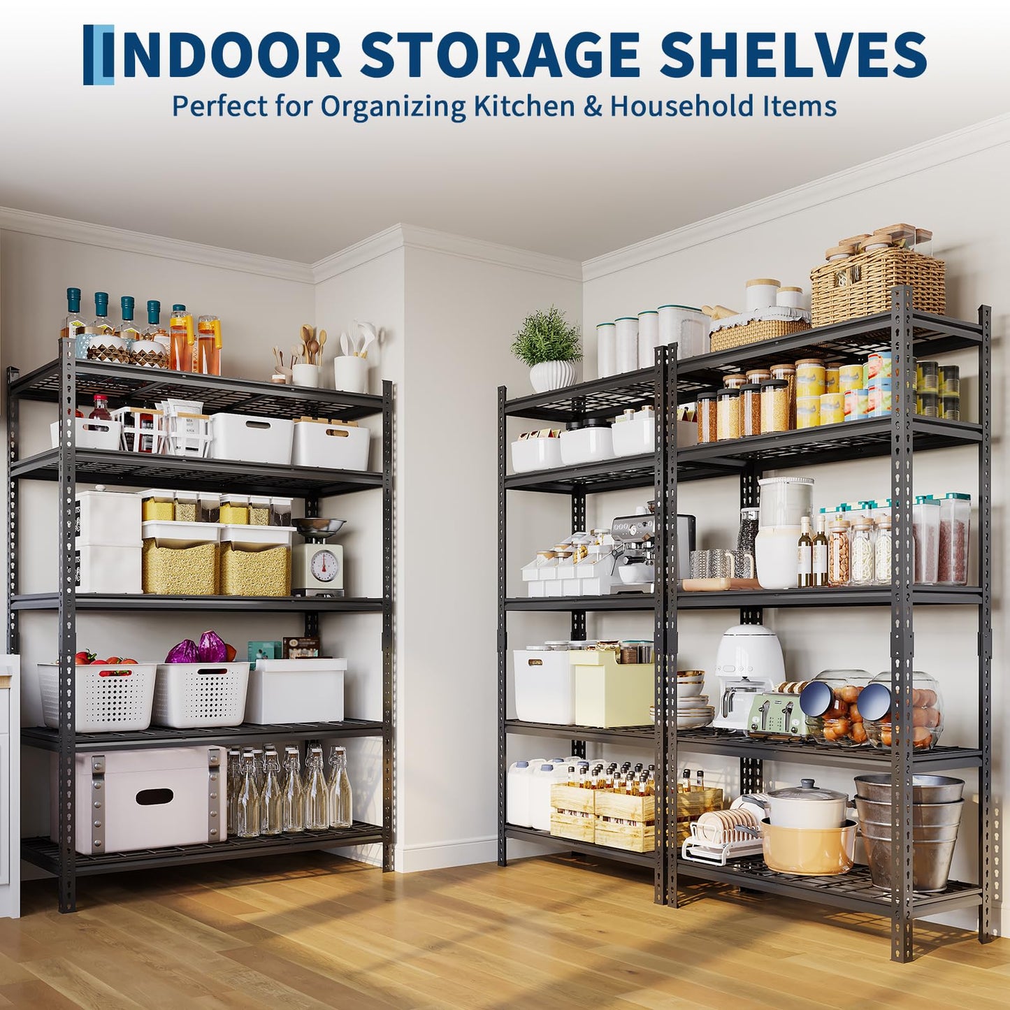 Garage Shelving 2200 LBS Storage Shelves Adjustable Metal Shelving Unit Heavy Duty 5 Tier Metal Shelves for Garage Kitchen Pantry Warehouse Basement, 36" W × 16" D × 72" H, 4 Pack
