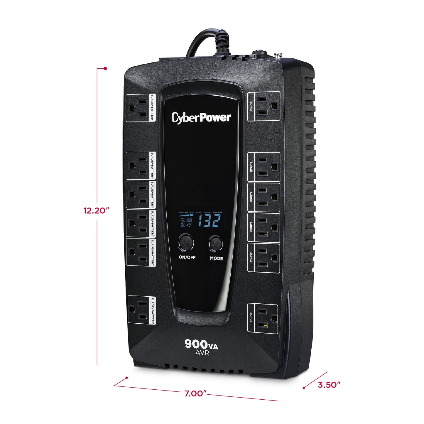 CyberPower AVRG900LCD Intelligent LCD UPS Battery Backup and Surge Protector, 900VA/480W, 12 Outlets, AVR, Compact, UL Certified