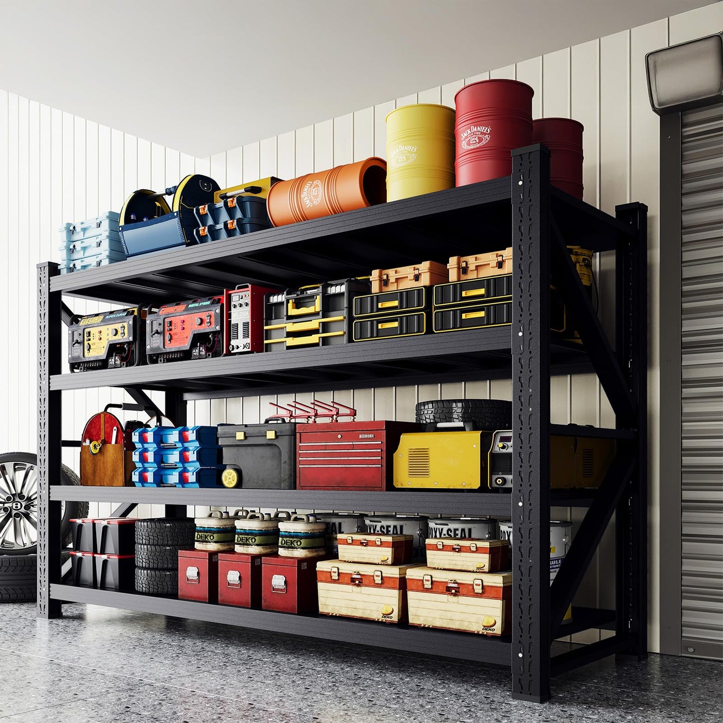 70H"Garage Shelving Units,5000LBS Storage Shelves,Garage Shelving Heavy Duty Metal Adjustable Shelves,Metal Shelving Rack,4Tier Large Tall Industrial Shelving for Warehouse,Pantry 60" W*24" D*70" H