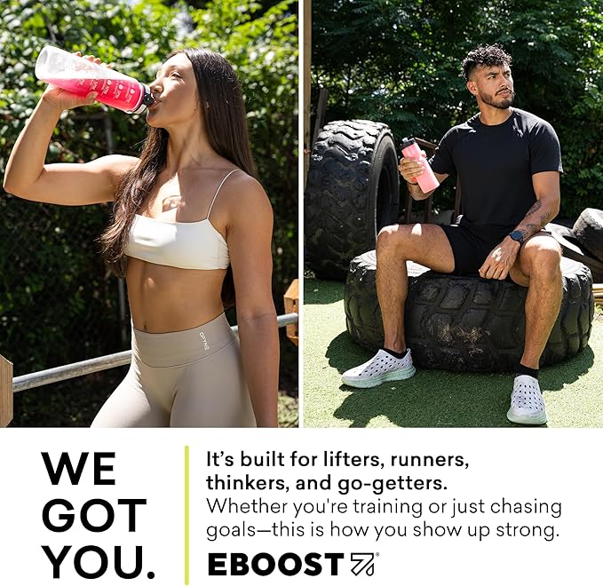 EBOOST POW Natural Pre Workout Powder - 15 Packets, Tropical Punch - Preworkout Energy Booster Gym Supplement Drink Mix for Men and Women - Performance, Joint Mobility Support - Gluten-Free