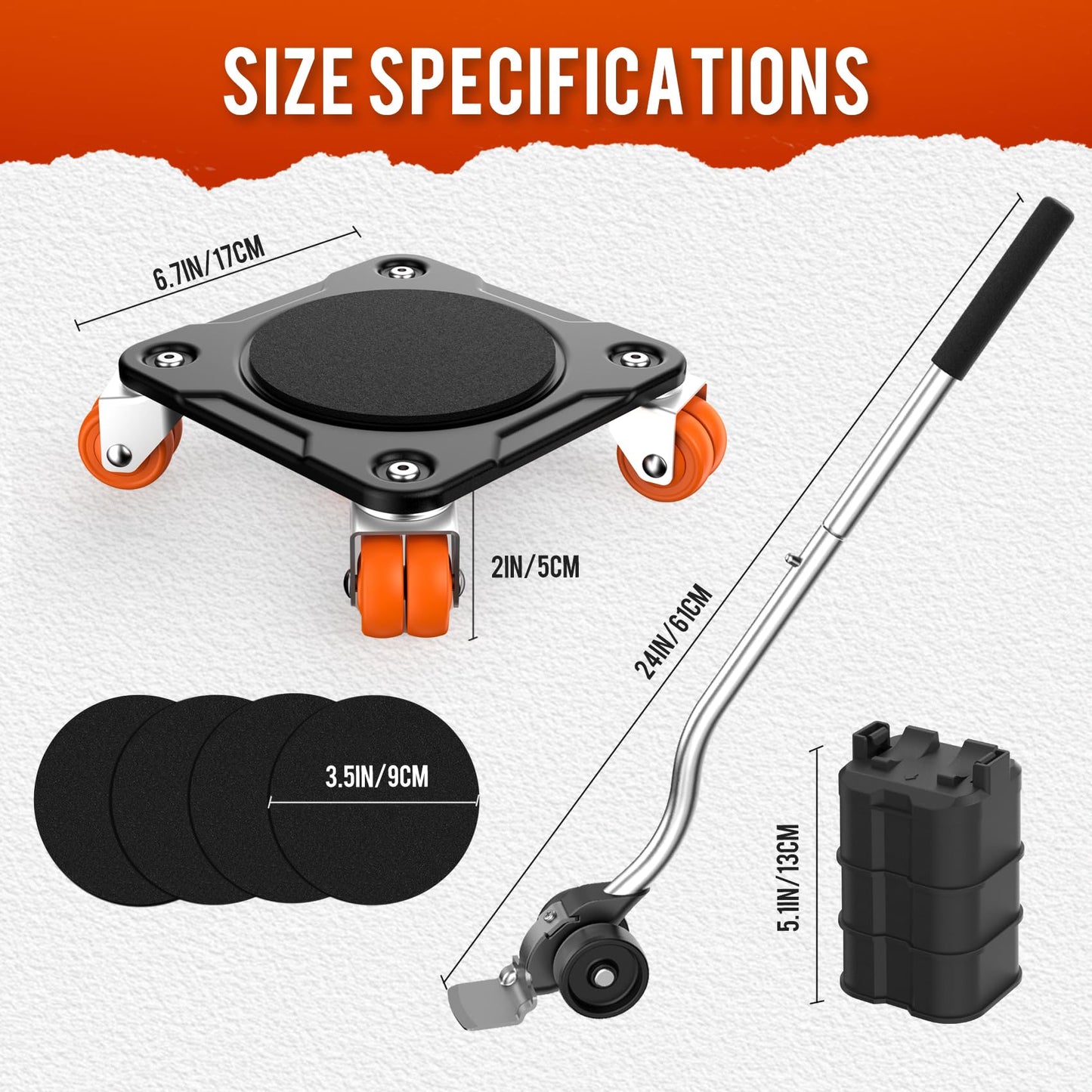 WOUOW Furniture Mover Ultra Plus with 10 Wheels – Upgraded Double-Wheel Design, Carbon Steel Panel Heavy Duty Dolly with Lifter, Max Load 3527 LBS, More Stable & Smoother Moves (6.7×6.7 in)