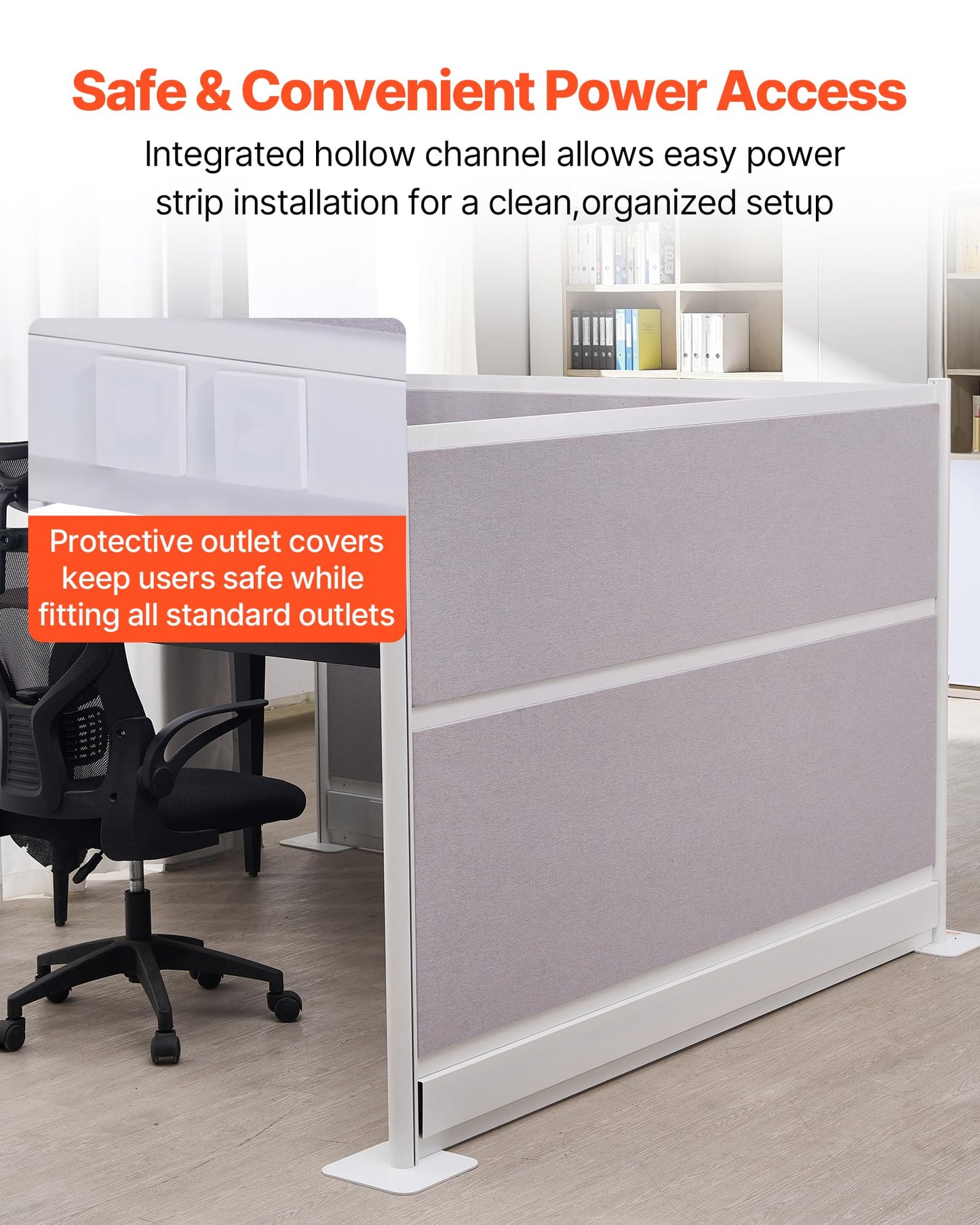 VEVOR Office Divider Privacy Partitions, 2-Pack, 72" x 48" Room Divider Walls, PET Workstation Cubicle Partition with Outlet Covers, Freestanding Privacy Panels for Office Library School