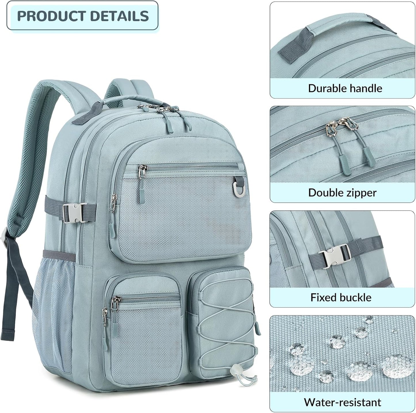Backpack 15.6 inch Daypack Lohol Water Resistant with Mulitiple Pockets for School Travel Outdoor College, Laptop