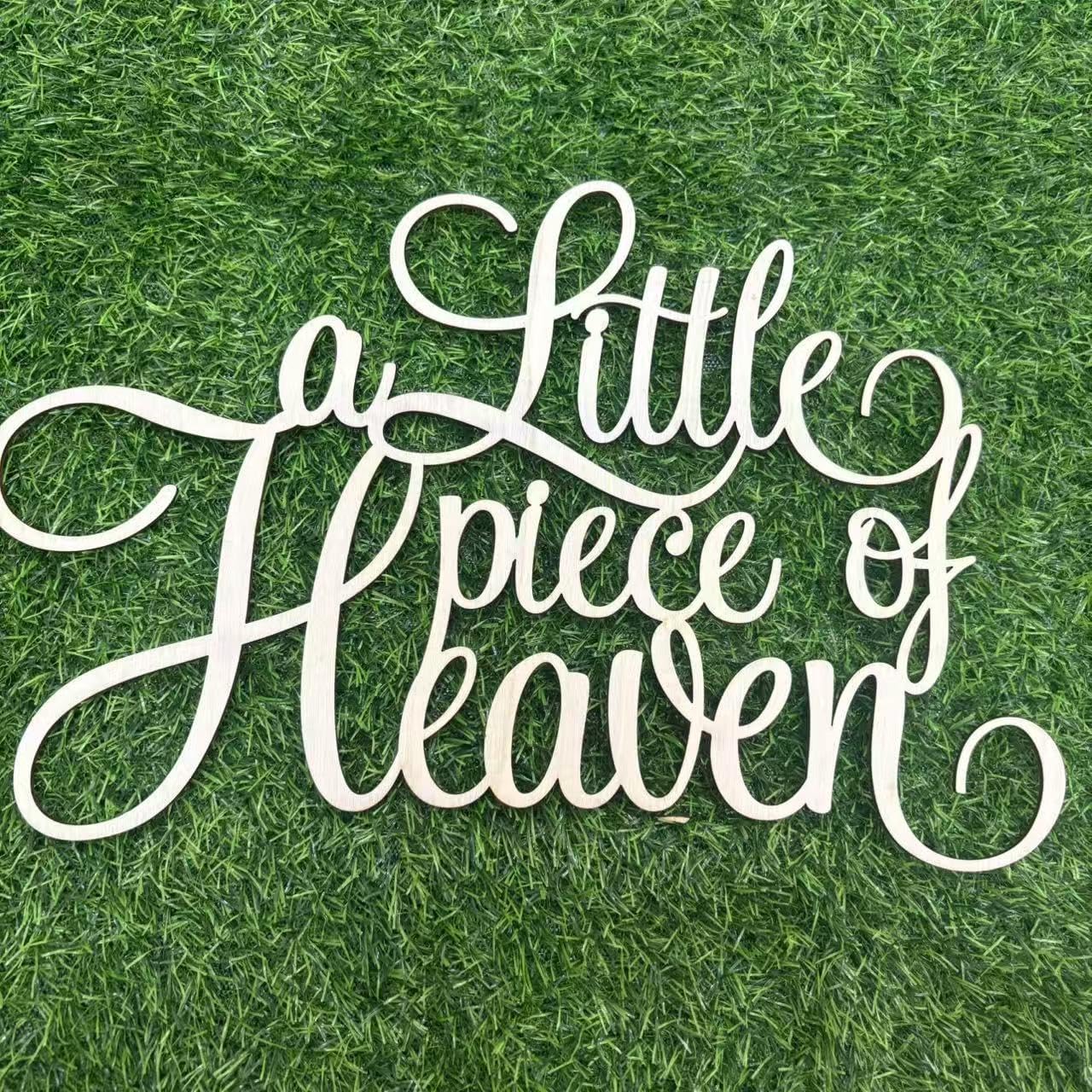 Wooden A Little Piece of Heaven - Baby Shower Decorations | Heaven Theme Birthday Wall Decor