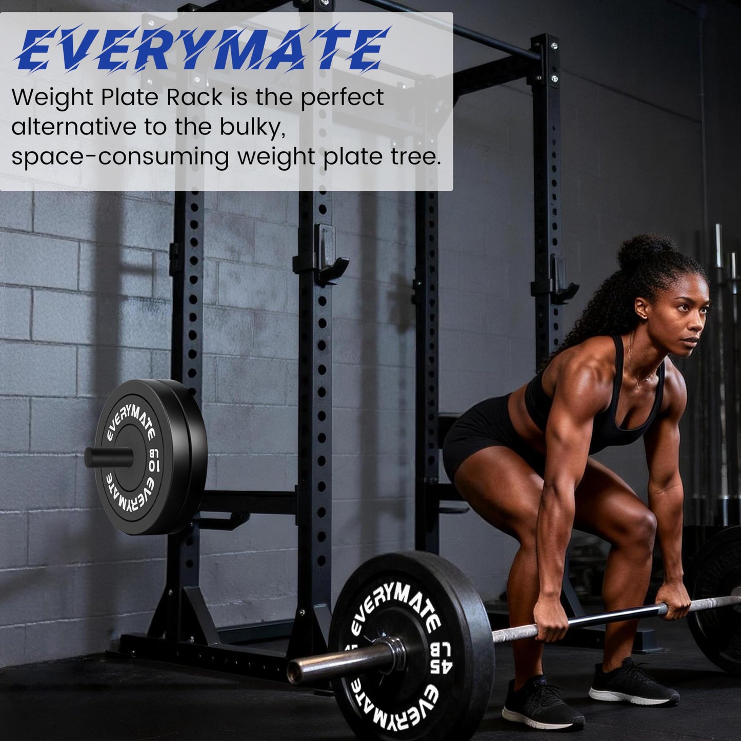 EVERYMATE Power Rack & Squat Rack Attachments Olympic Weight Plate Holder – Fits 3x3 Inch Tubes, 1" Hole – Bumper Plate Storage（4 pack）