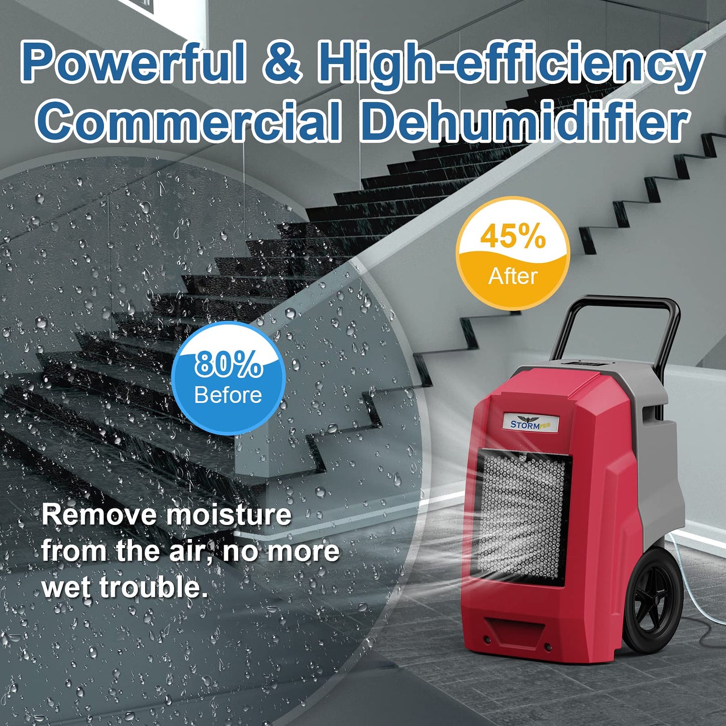 ALORAIR 180 Pints Commercial Dehumidifier with Pump Drain Hose, Smart Wi-Fi Dehumidifier for Large Basement, Industrial or Commercial Space, Smart Wi-Fi, 6 Years Limited Warranty