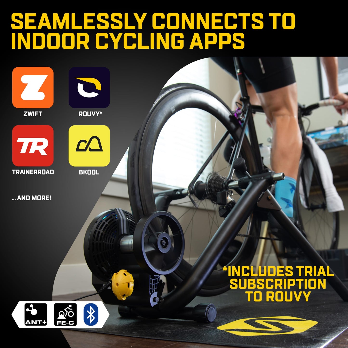 Saris M2 Smart Indoor Bike Trainer, Compatible with Zwift App, Black, Made in the USA