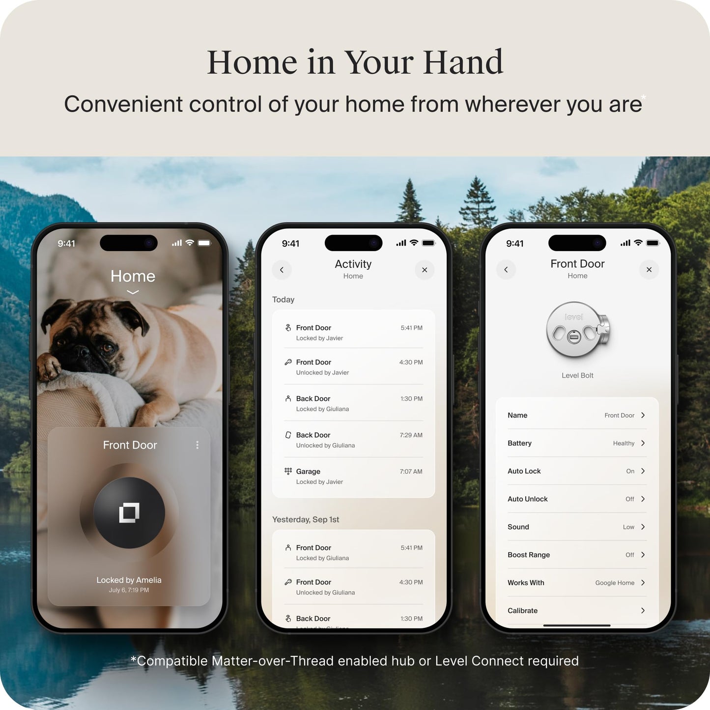 Level Bolt Smart Deadbolt - Make Your Lock Smart Without Changing Keys or Hardware - Matter-Over-Thread Plus Apple Home Key - Keyless & Remote Access via Apple, Alexa, Google Home, SmartThings