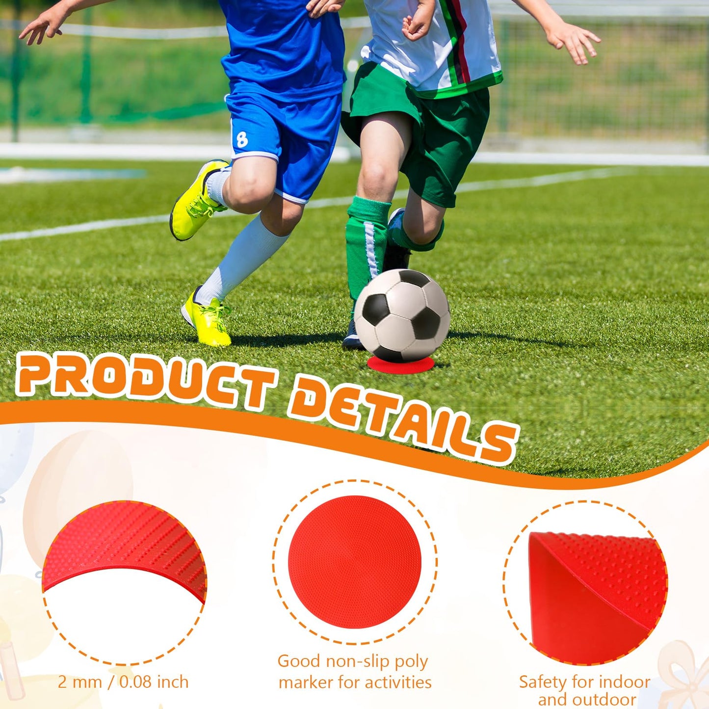 wlilupah 6 Pcs Poly Spots Markers 4 Inch Floor Spot Markers Dots for Gym Marker Poly Sports Training for Gym Floor Soccer Basketball Speed Agility Training Field Marking Equipment (Red)