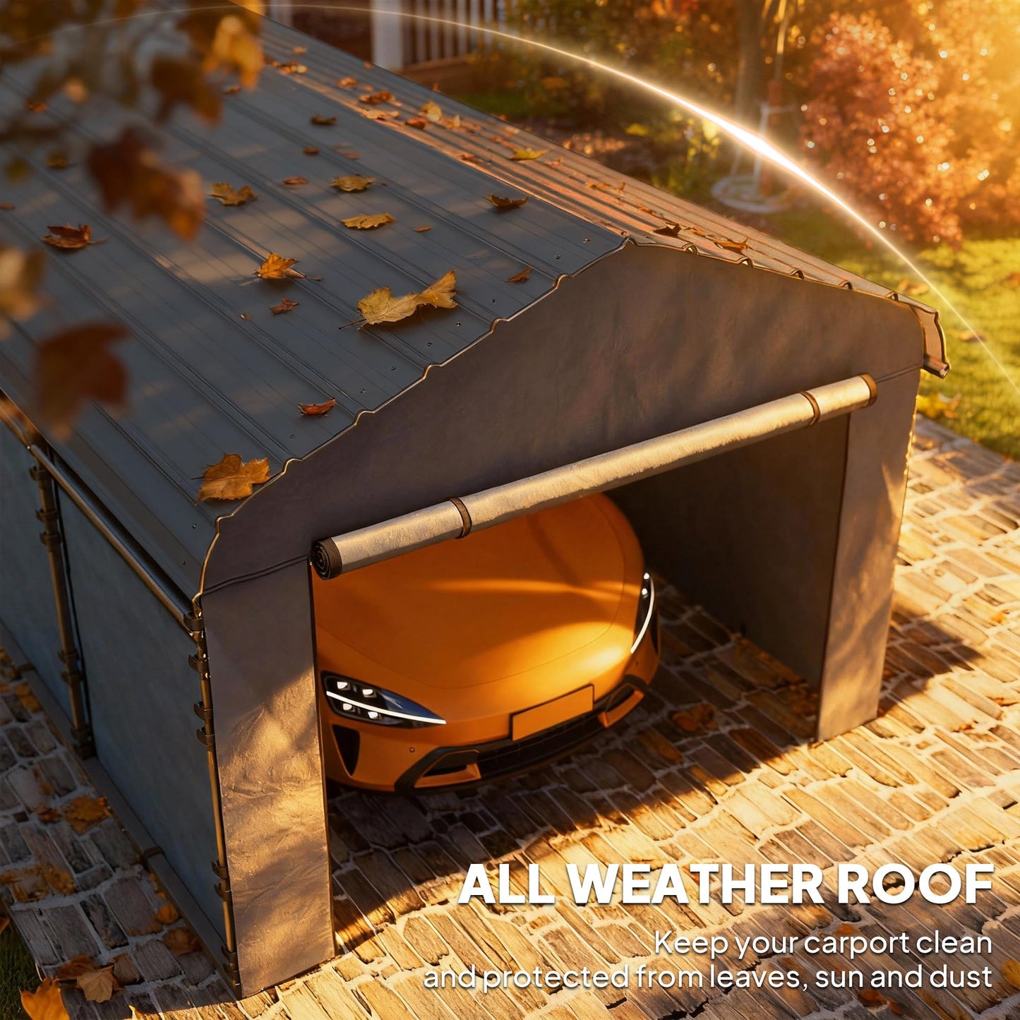 Outsunny 10' x 15' Heavy Duty Metal Carport, Waterproof Garage Car Canopy Shelter with Galvanized Metal Roof and Removable Sidewalls for Cars, Boats, Tractors, Dark Gray