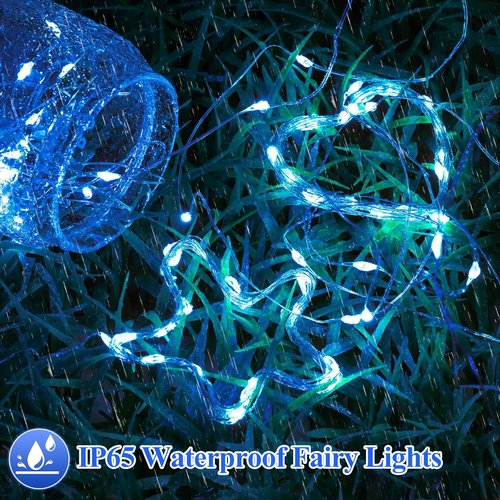 Lakumu Fairy Lights - 6-Pack Battery Operated 20 LED Waterproof Silver Wire for Mason Jars | Blue 7FT Decor