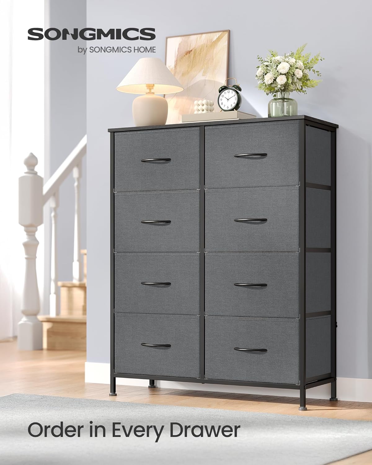 SONGMICS Dresser - Modern 8-Drawer Storage Organizer Unit for Bedroom & Entryway | Slate Gray