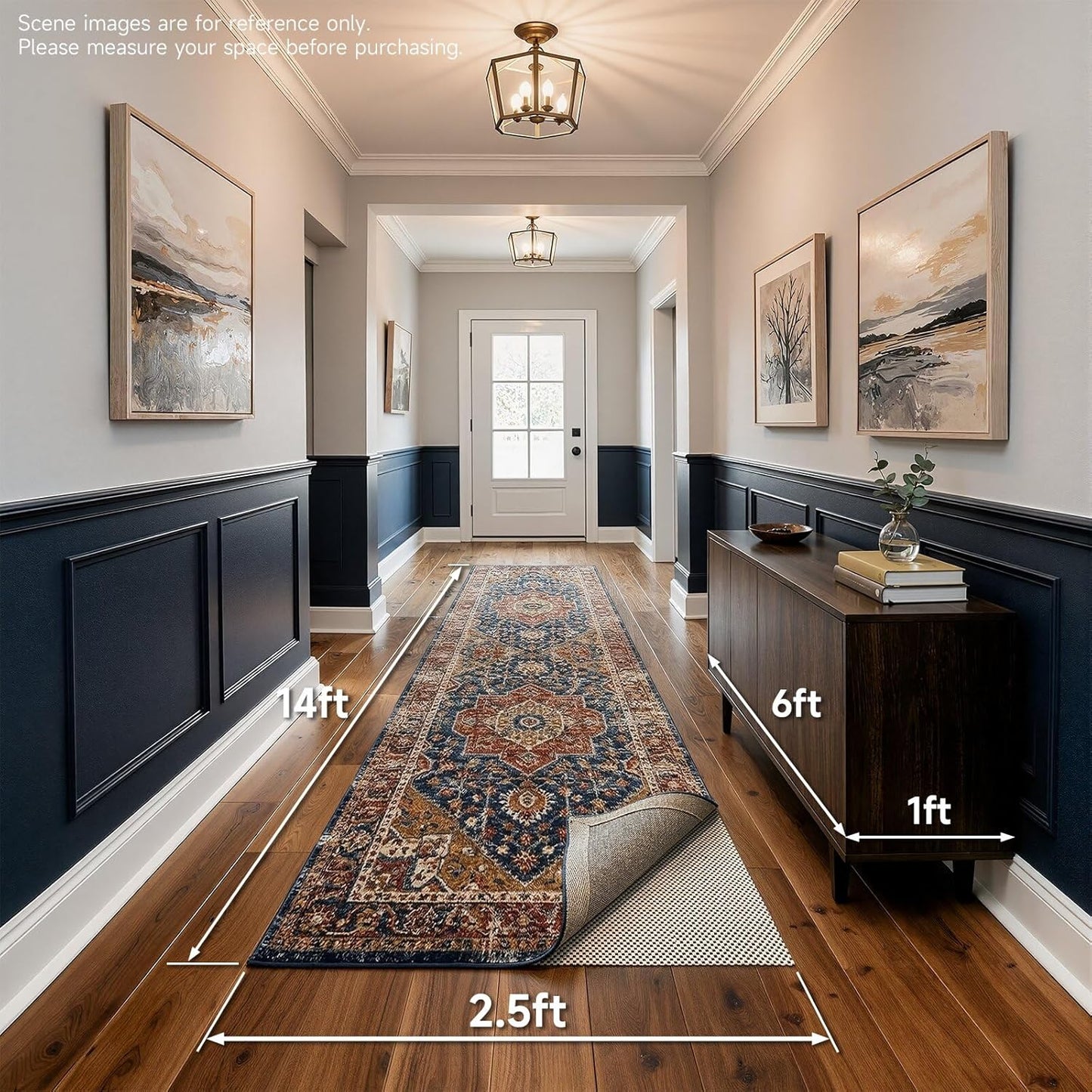 Veken Rug Pad Gripper - Non-Slip Area Rug Pad for Hardwood & Tile Floors - 2.5x14 Ft Anti-Skid Mat