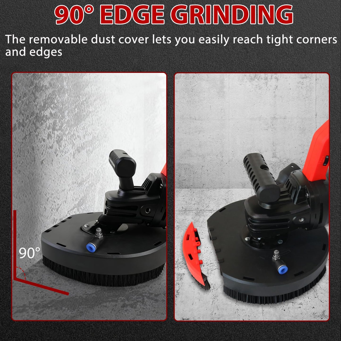 7-inch Concrete Sander, 2200W Powerful Concrete Grinder Machine, 90° Seamless Sanding Cement Floor Grinder for Floors, Walls, and Ceilings