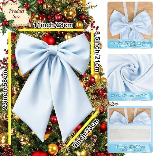 Blue Bow Decor - Crib Skirt with Large 22x11 Inch Bows | Perfect for Christmas, Baby Showers & Weddings