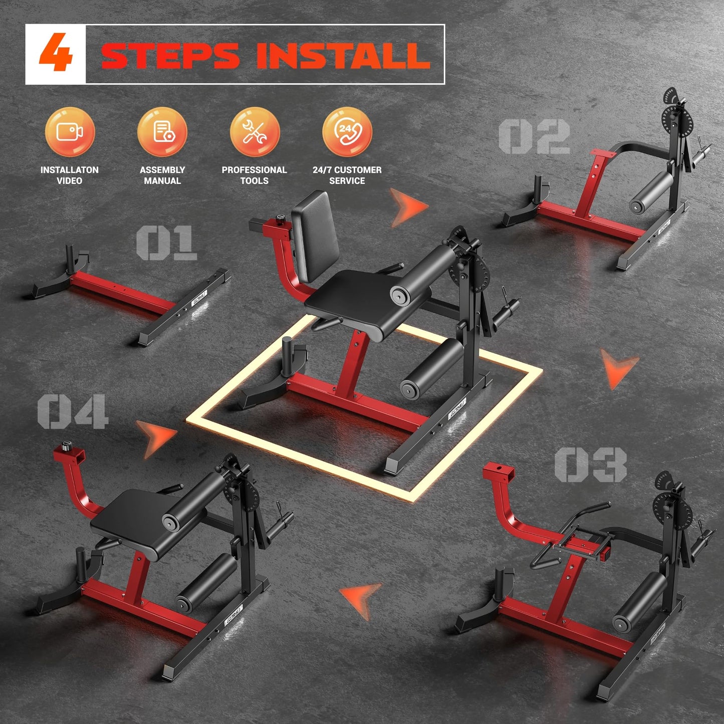 Leg Extension and Curl Machine, GOIMU 4 in 1 Lower Body Workout Machine, Adjustable Leg Curl Machine with Plate Loaded, Leg Extension Machine with Exercise Bench, Home Gym Weight Machine