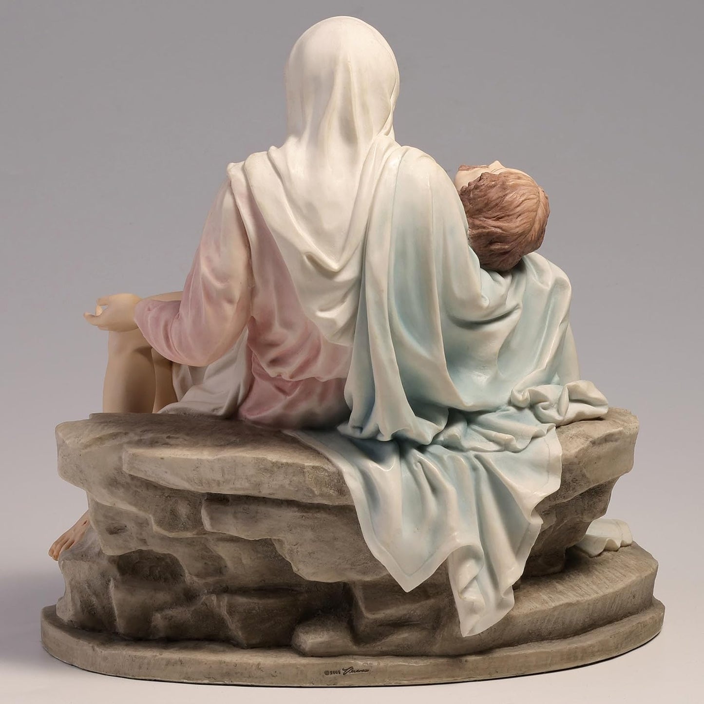 Regine Switzerland Pieta & Michelangelo Decorative Figurine - Elegant Pink & Blue Design, 10.63 Inch