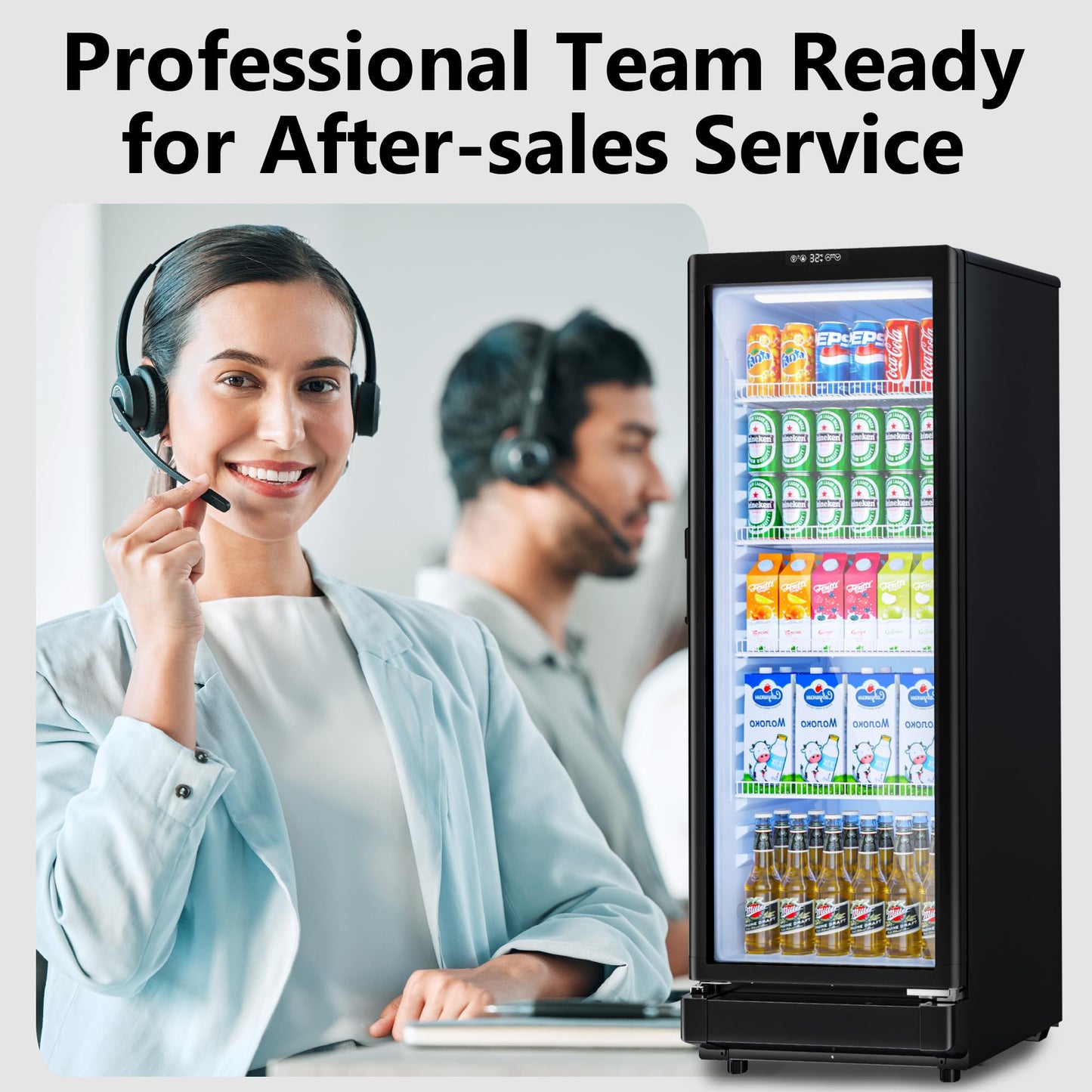 ICEVIVAL 7 Cu.Ft Commercial Refrigerators, Display Fridge with Locking, Key & LED, Outdoor Beverage Refrigerator with Double-Tempered Glass Door, Beverage Cooler for Bar, Office, Restaurant