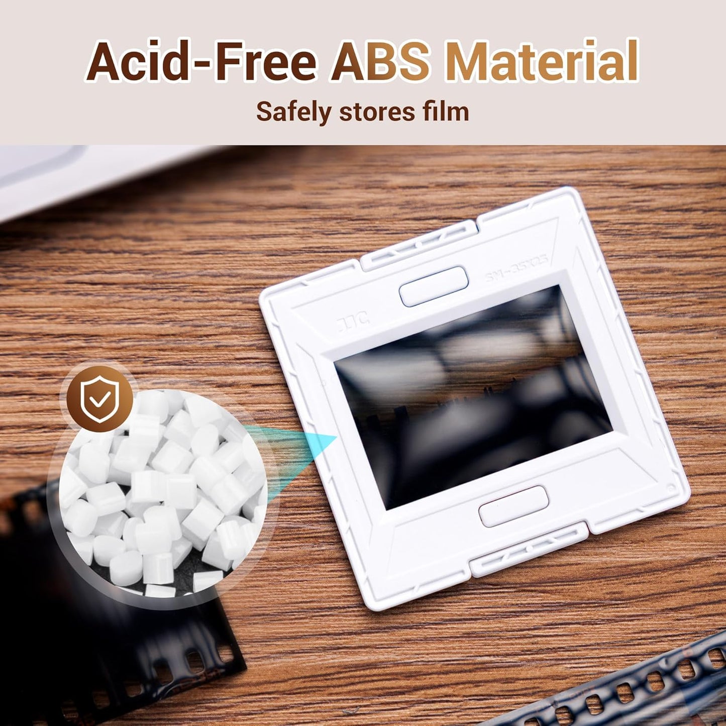 JJC 50 35mm 50 Pairs Slide Film Mounts to Holder Sheets of Film, with Snap-in Design & Precisely Position, Premium