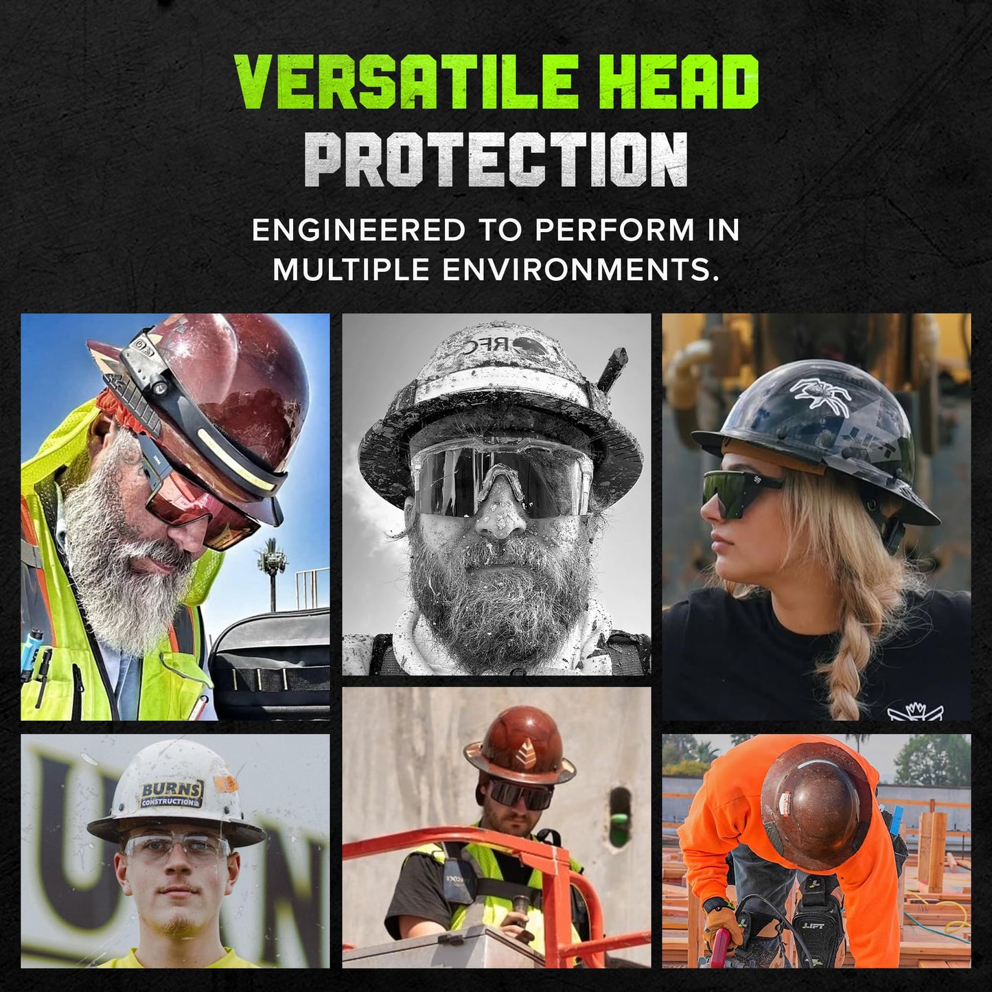 LIFT SAFETY Dax Fiber Resin Full Brim Safety Helmet | 6 Point Suspension for Comfort & Impact Protection | 50/50 Gloss Red/Black