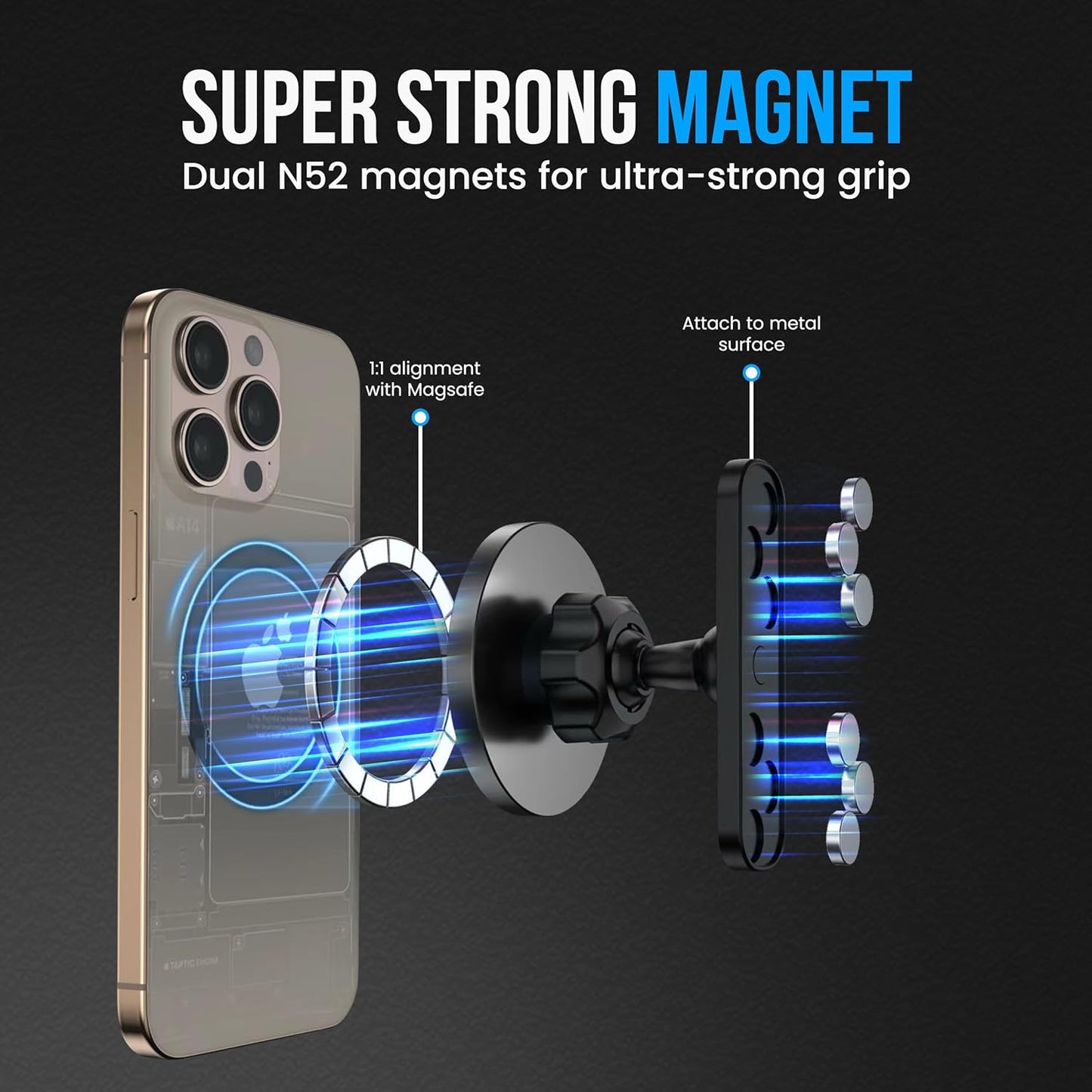 BARENDA N52 Magnetic Phone Holder for Gym with Dual-Sided Super Magnets, Strong Magnetic Phone Mount for All Phones