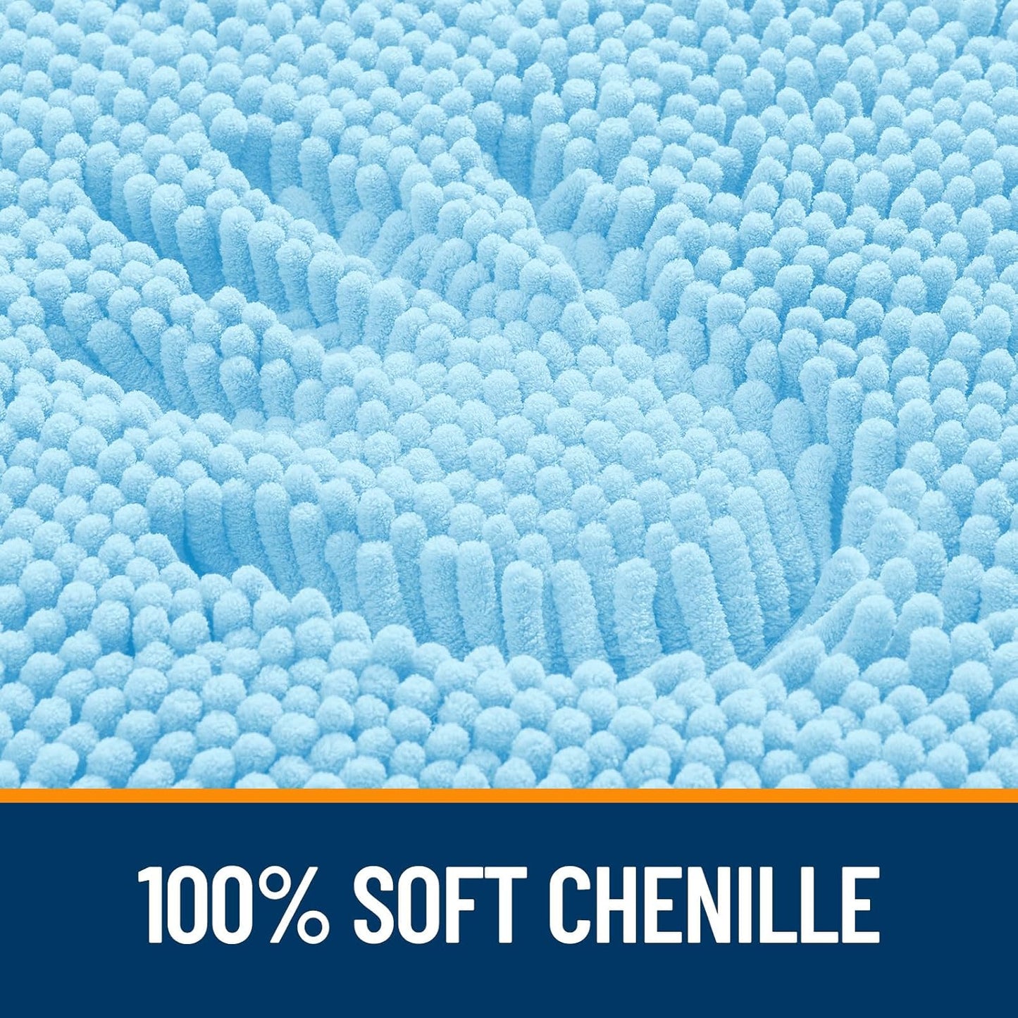OLANLY Bath Rugs - Extra Soft Chenille, Quick Dry & Absorbent | 24x16 Sky Blue Machine Washable Mats
