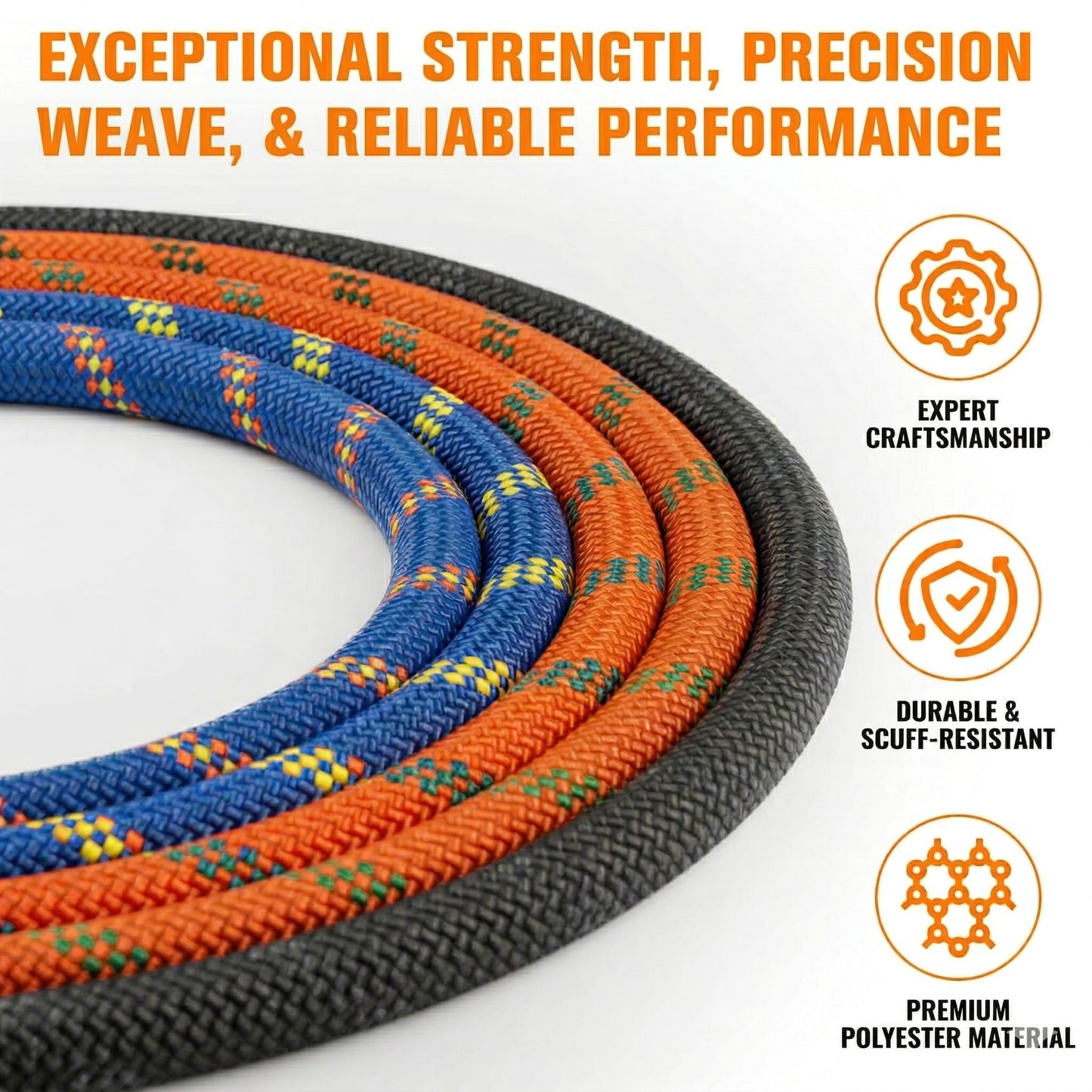 Double Braided Arborist Rope - 1/2 Inch x 200 Feet Polyester Rope - High Strength Climbing Rope for Tree Work, Swing, Halyard, Sailing(Black)