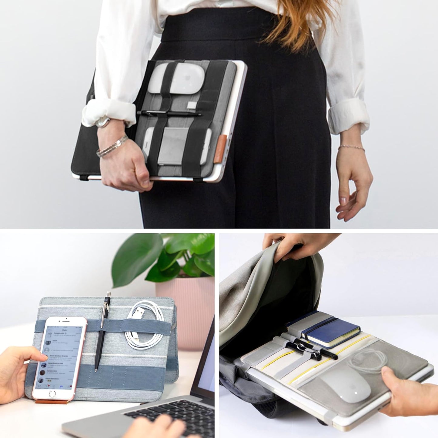 Backpack Beblau FOLD Portable TECH Organizer attachable to your Devices | Desk Sleeve | Gadget case | Working from Home