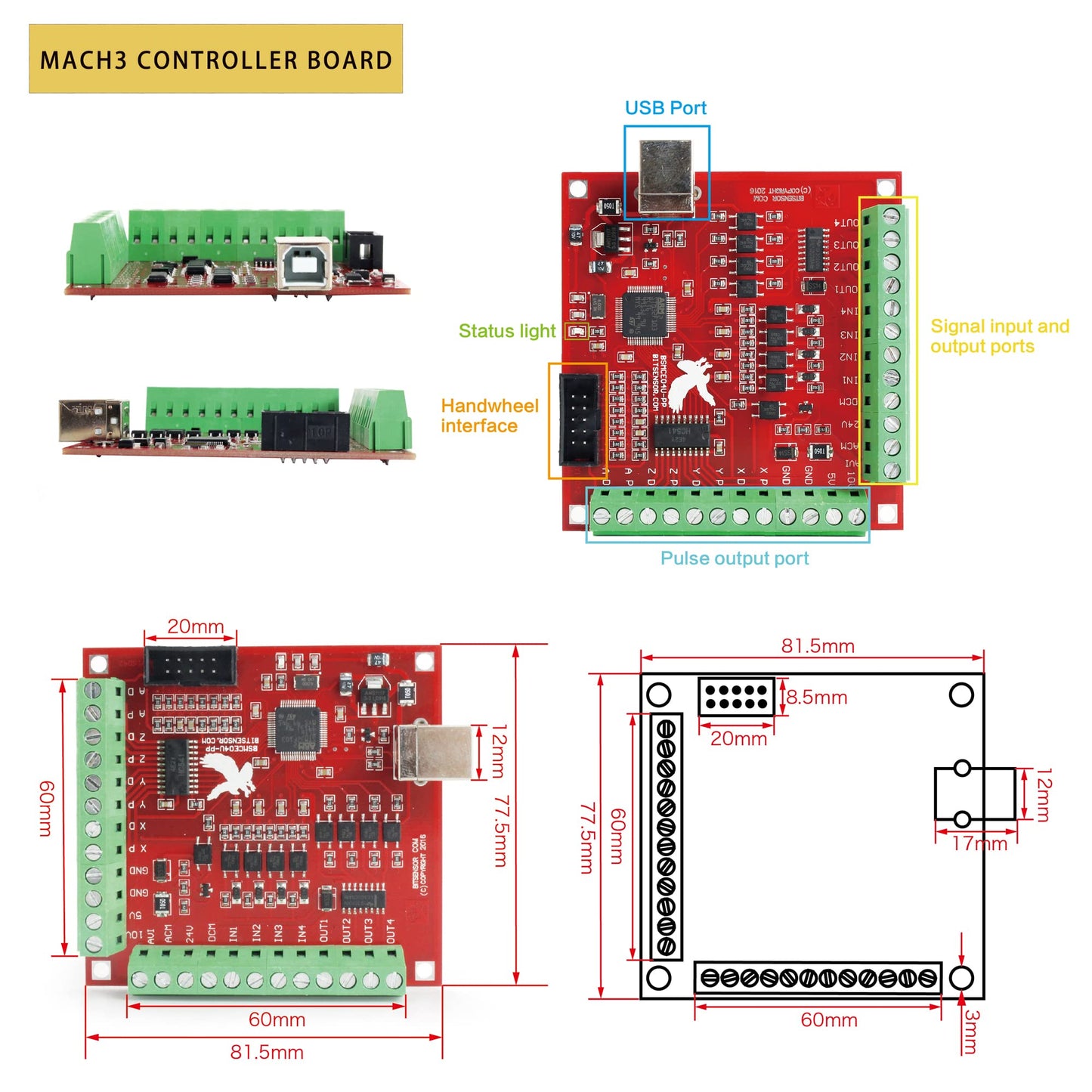 RATTMMOTOR 4 Axis CNC Controller Kit, Nema23 Stepper Motor23HS8430 270oz-in 76mm 3A 1.8Nm, TB6600 Stepper Motor Driver 24VDC, USB Mach3 Motion Control Card Breakout Board, 350W Switching Power Supply