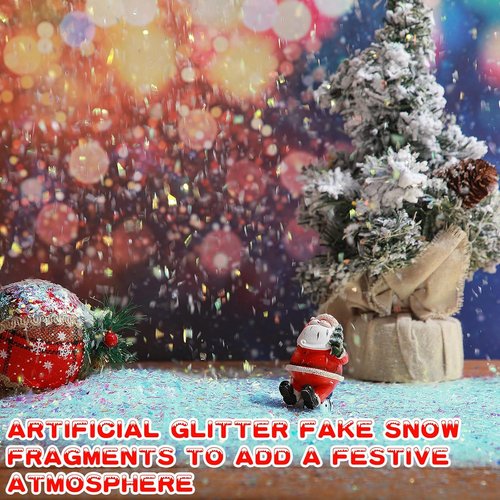 Aoriher Blue Glitter Fake Snow - Sparkling Artificial Snow for Christmas Crafts & Winter Decor | 0.55 lb